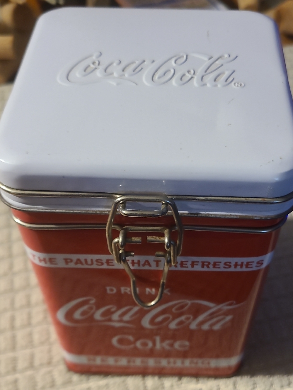 Coca-Cola Red and White Branded Metal Storage Tin - Picture 4 of 5